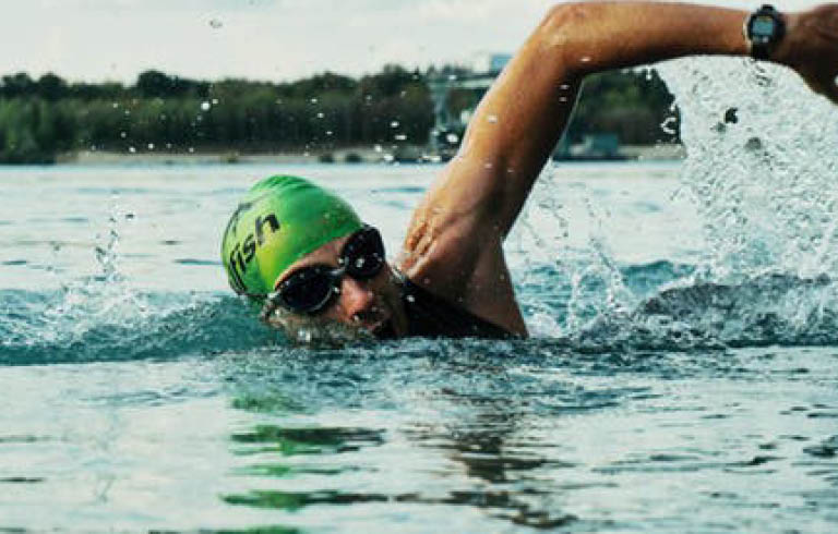 a male swimming